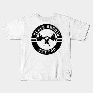 Black Orchid tattoo circle logo Kids T-Shirt